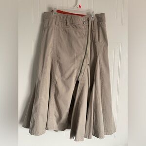 Cream Cotton Midi Skirt Wrap Style A Line Classic Quiet Luxury Size 5